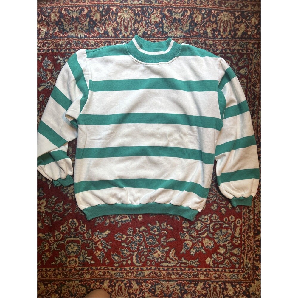 Vintage 90s Colosseum Jockey Teal & White Stripe Sweatshirt Medium